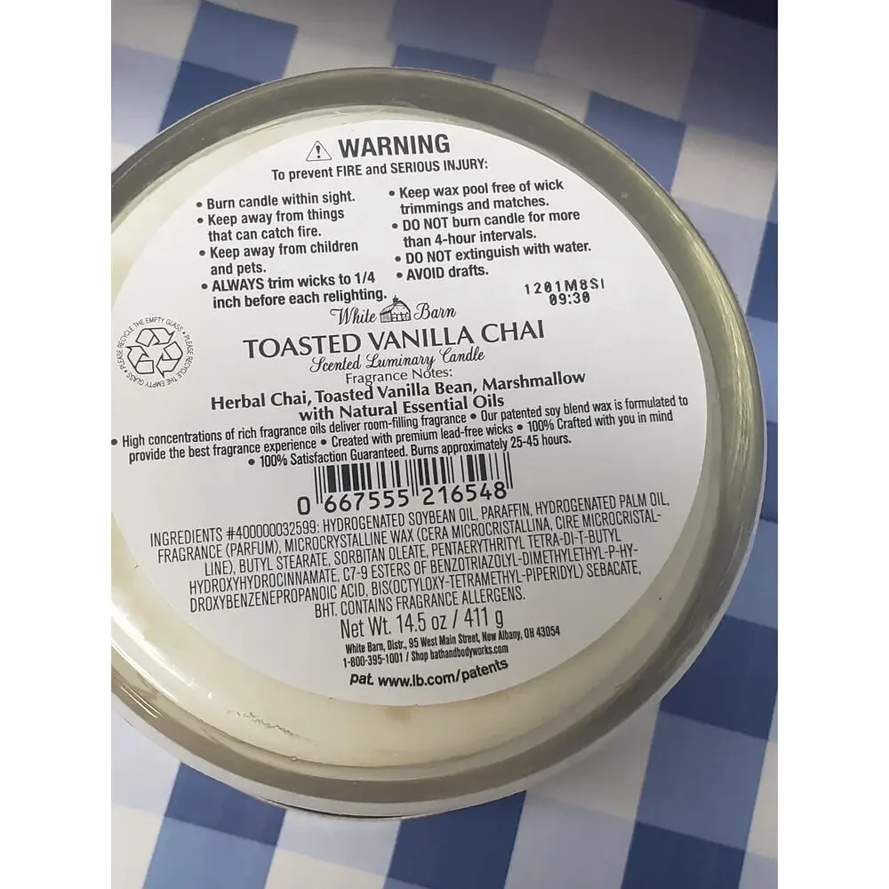 BBW Toasted Vanilla Chai Large 3 Wick Candle Home Fragrance Decor